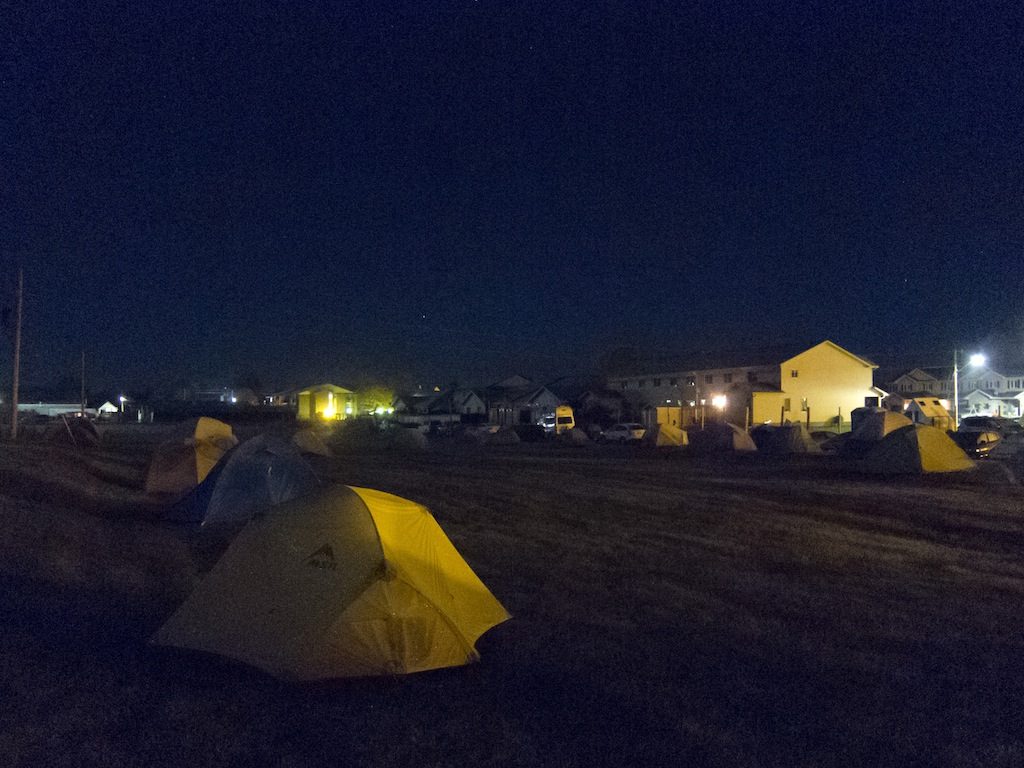 Tent village at night